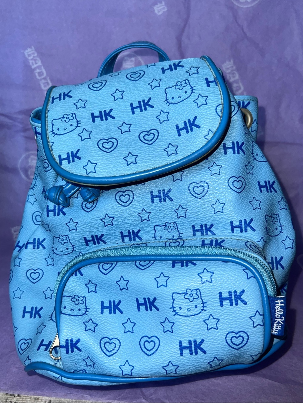 Hello Kitty vintage blue Patterned Mini Backpack